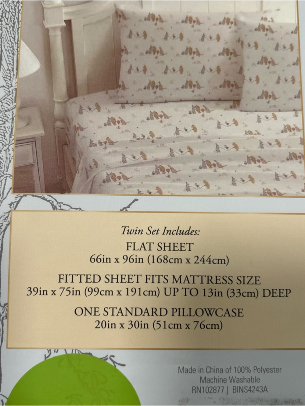 Pooh Bear Collection 3pc Sheet Set Twin Sheets. NWT - Picture 2 of 3